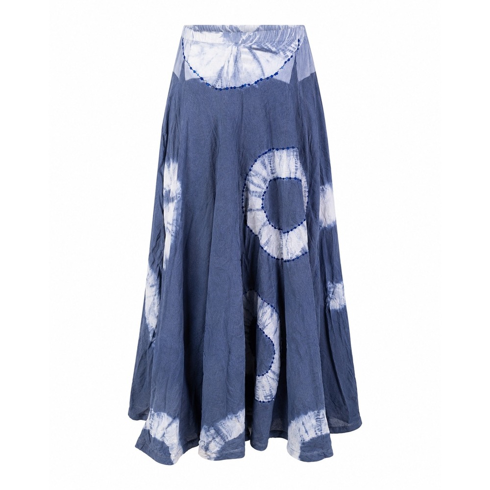 Boho Vintage Inspired Maxi Skirt Women Small Blue Phool GypsyTie Dye Sequin